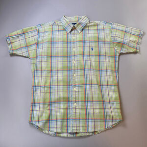 Ralph Lauren Shirt Vintage Mens XXL* Green Plaid Button Down Hong Kong Preppy